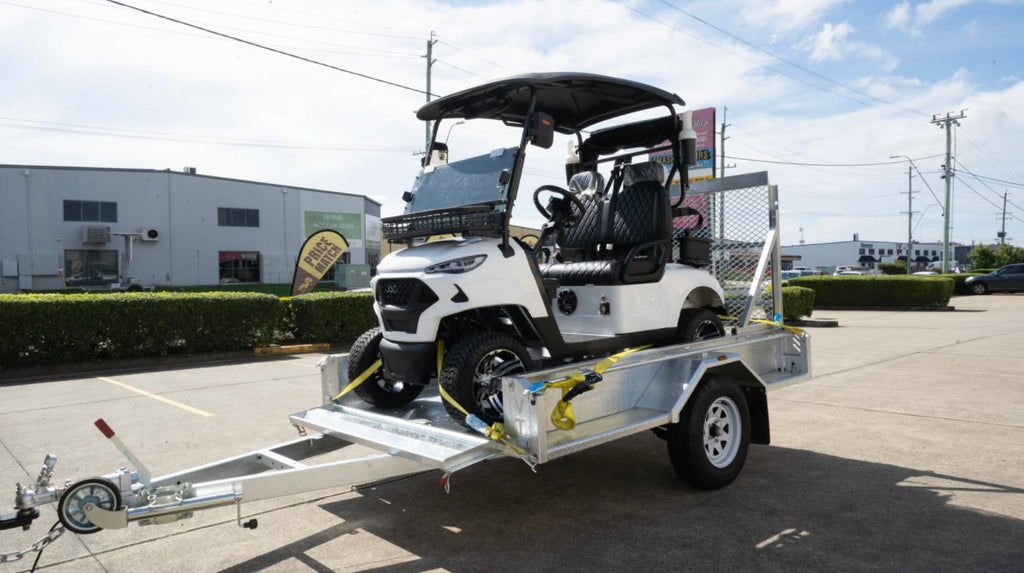 2-Seater Electric Golf Buggy + 8x5 1400KG Braked Trailer Package