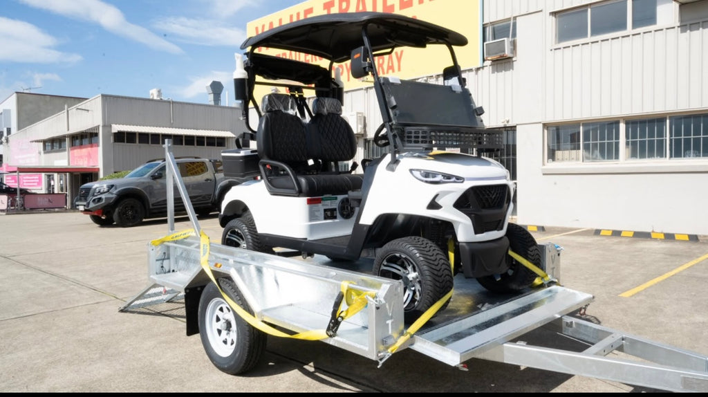 2-Seater Electric Golf Buggy + 8x5 1400KG Braked Trailer Package